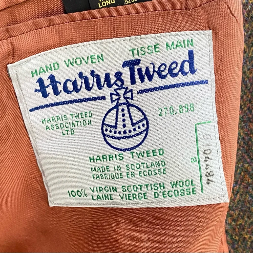 Vintage Harris Tweed Classic Brown Wool Herringbone Blazer 42L Dadcore Academia - Picture 3 of 16